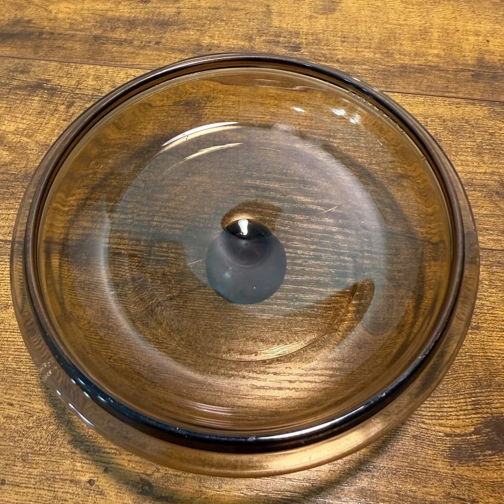 Vtg Pyrex Visions Amber Glass Replacement Lid V-1-C Brown Round 6.5